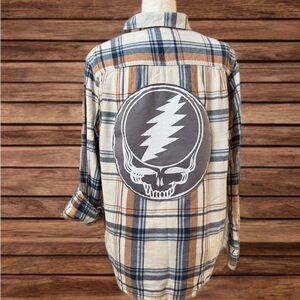 Men’s Upcycled Flannel Shirt, Grateful Dead, Stealie